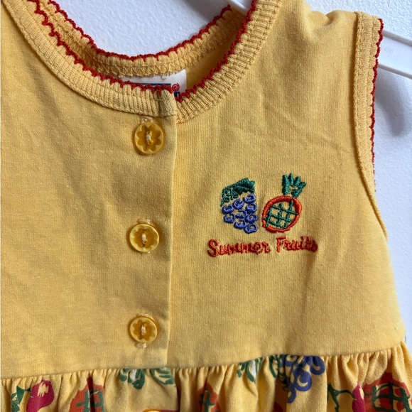 Vintage Yellow colorful 'Summer Fruits' summer dress 2 years - Picture 3 of 8